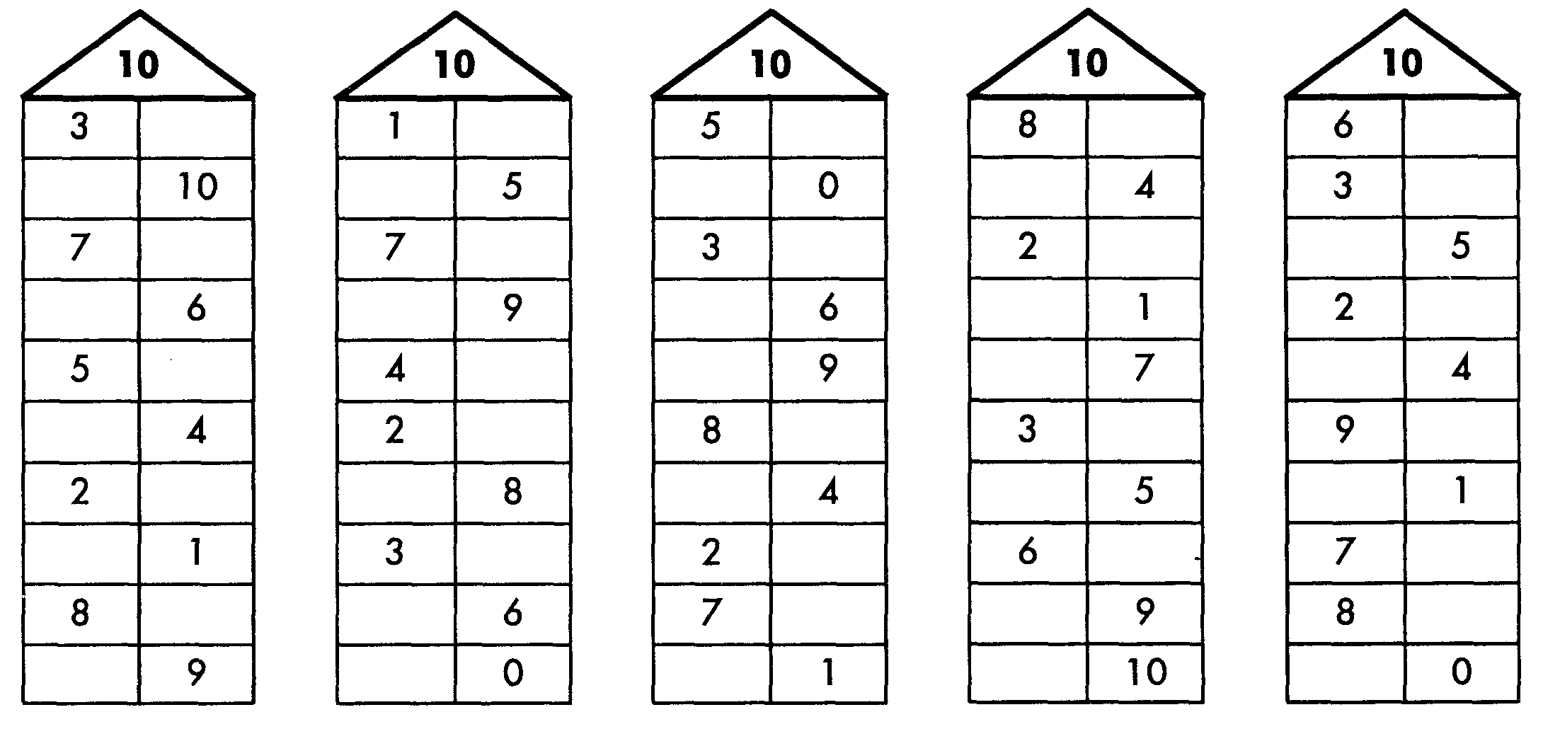 Числовые домики состав числа до 10