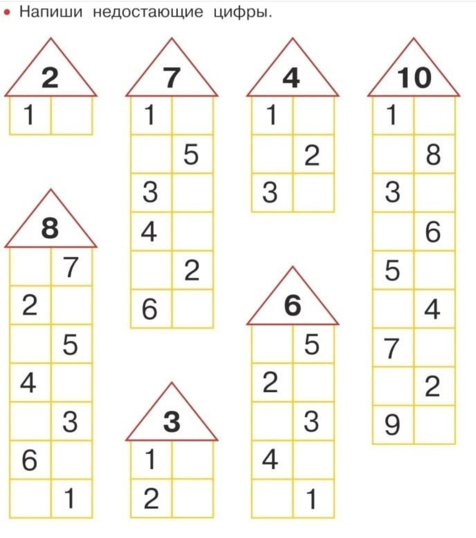 Состав числа 10 числовые домики