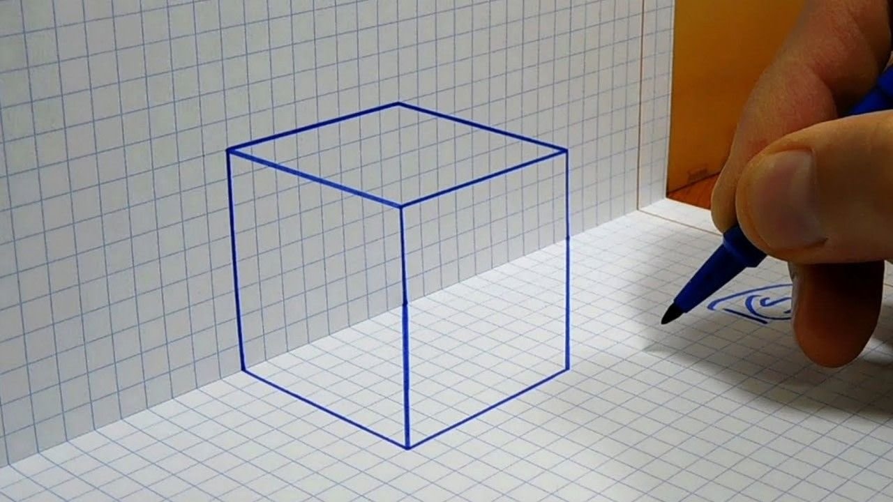 3д куб рисунок