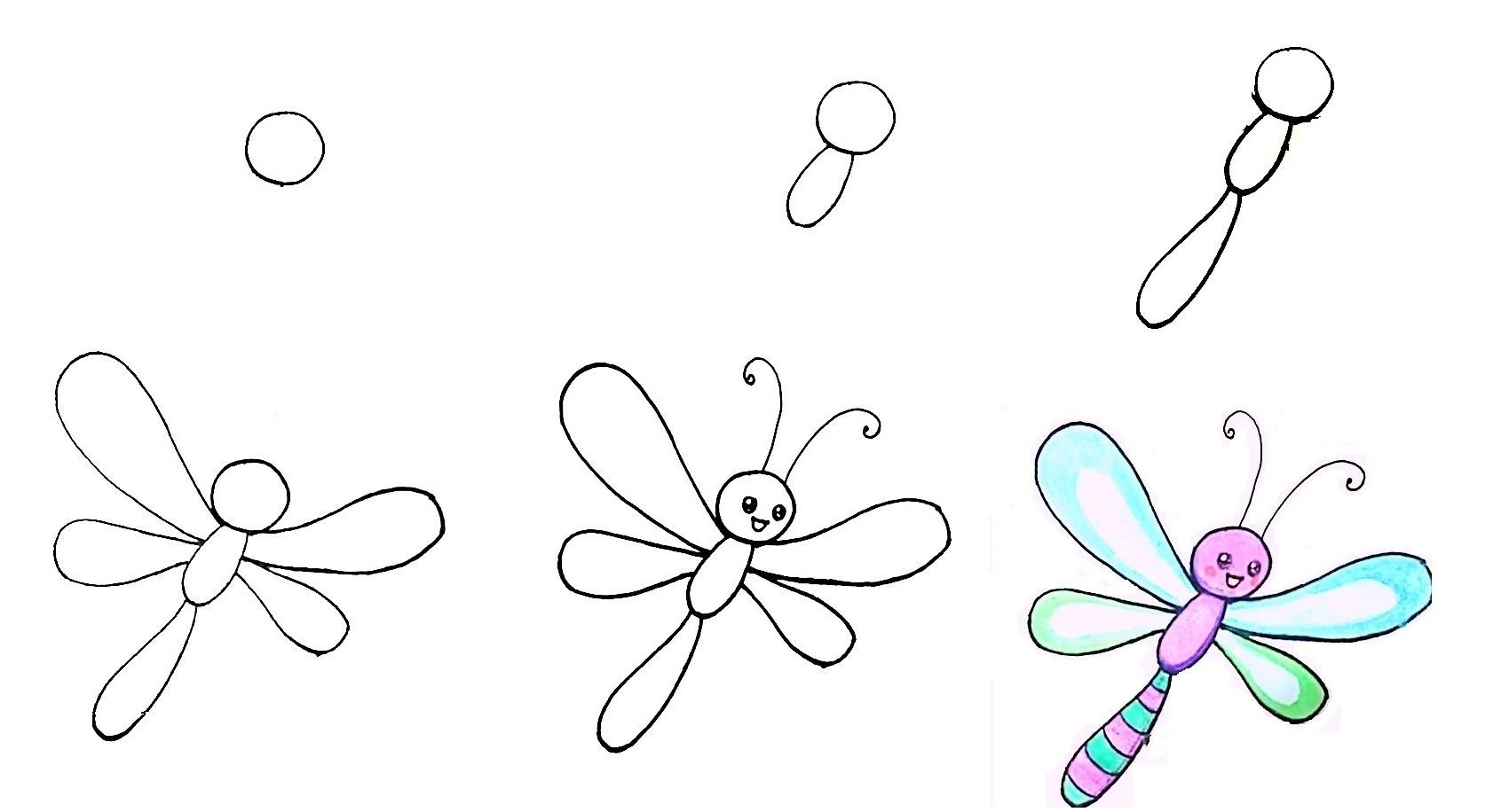 Как рисовать стрекозу для детей