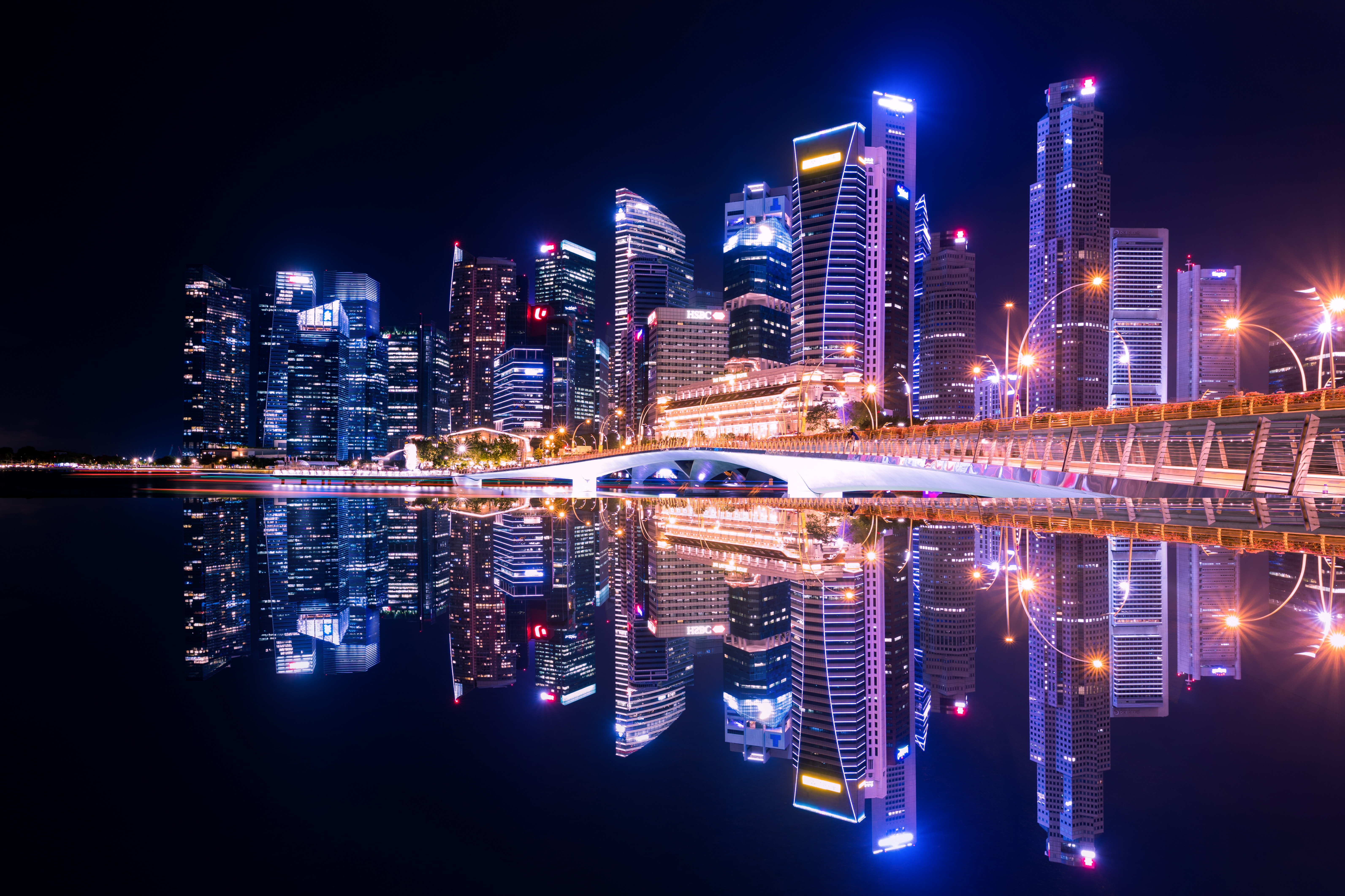 Ночной Сингапур вид с высотки