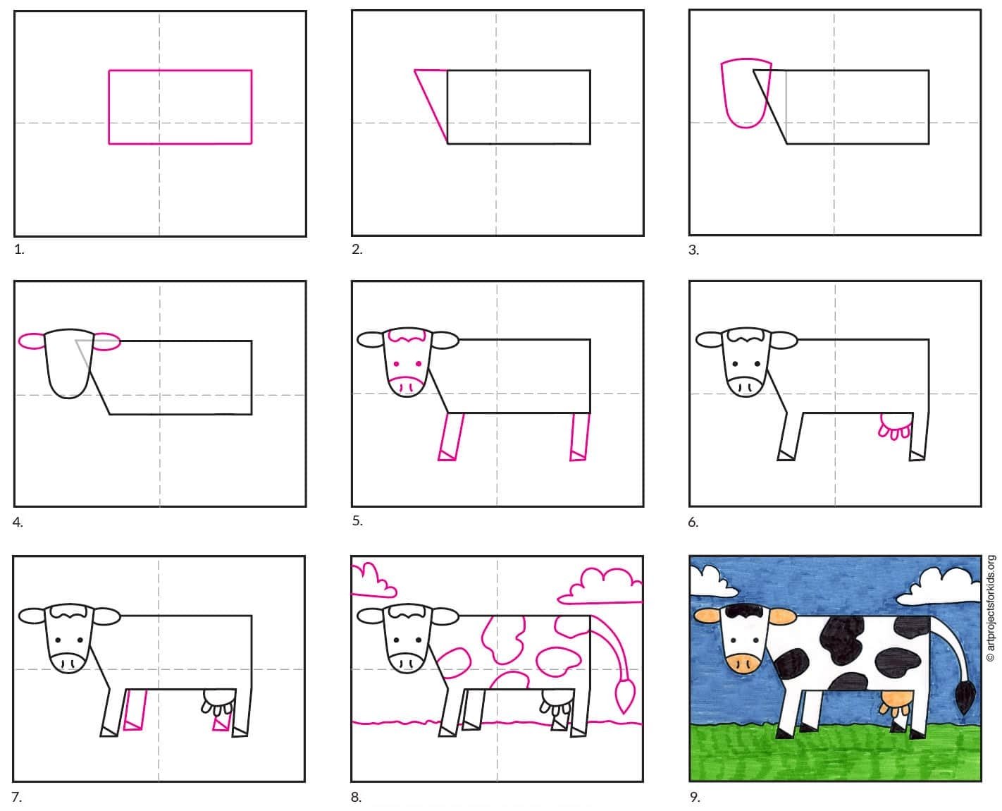 Рисование коровы в старшей группе поэтапно