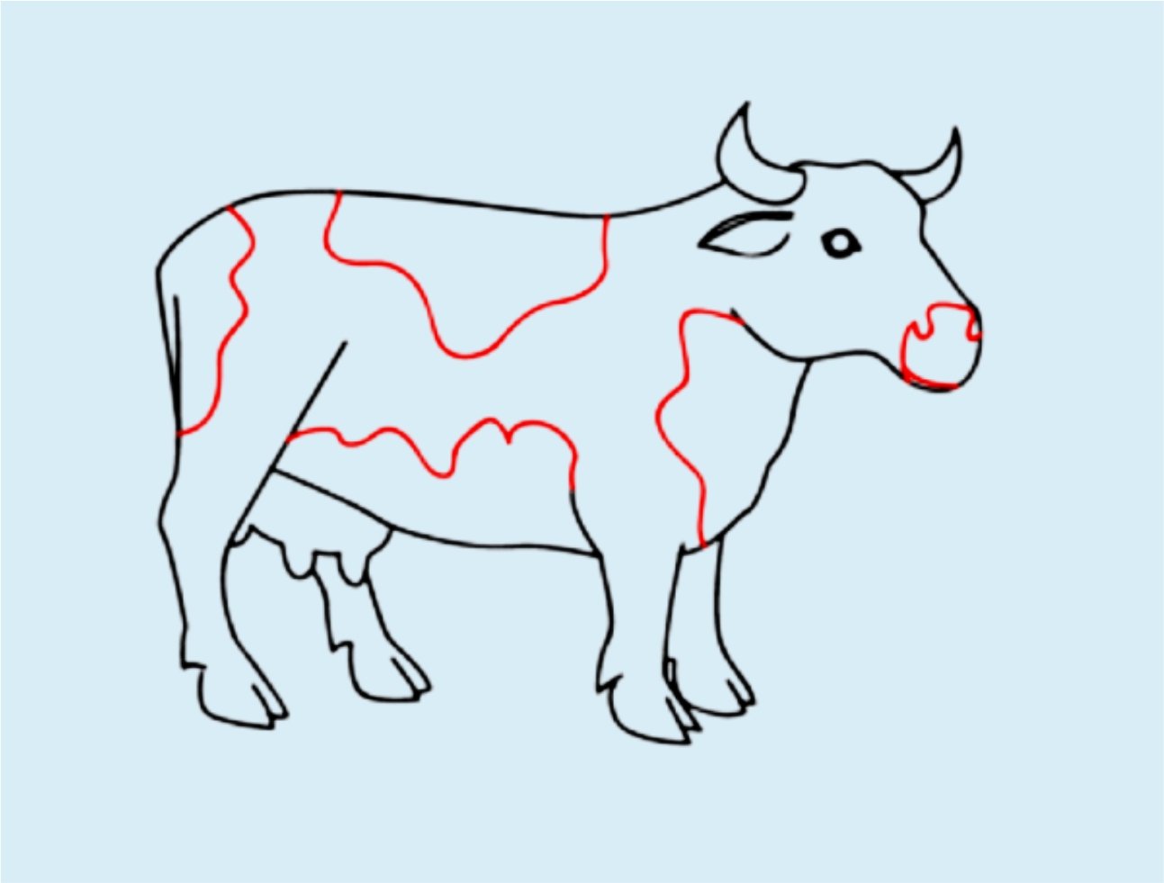 Рисунки детские для срисовки корова