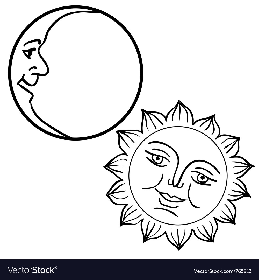 Солнце и Луна контур