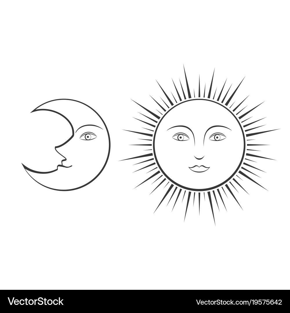 Солнце и Луна силуэт