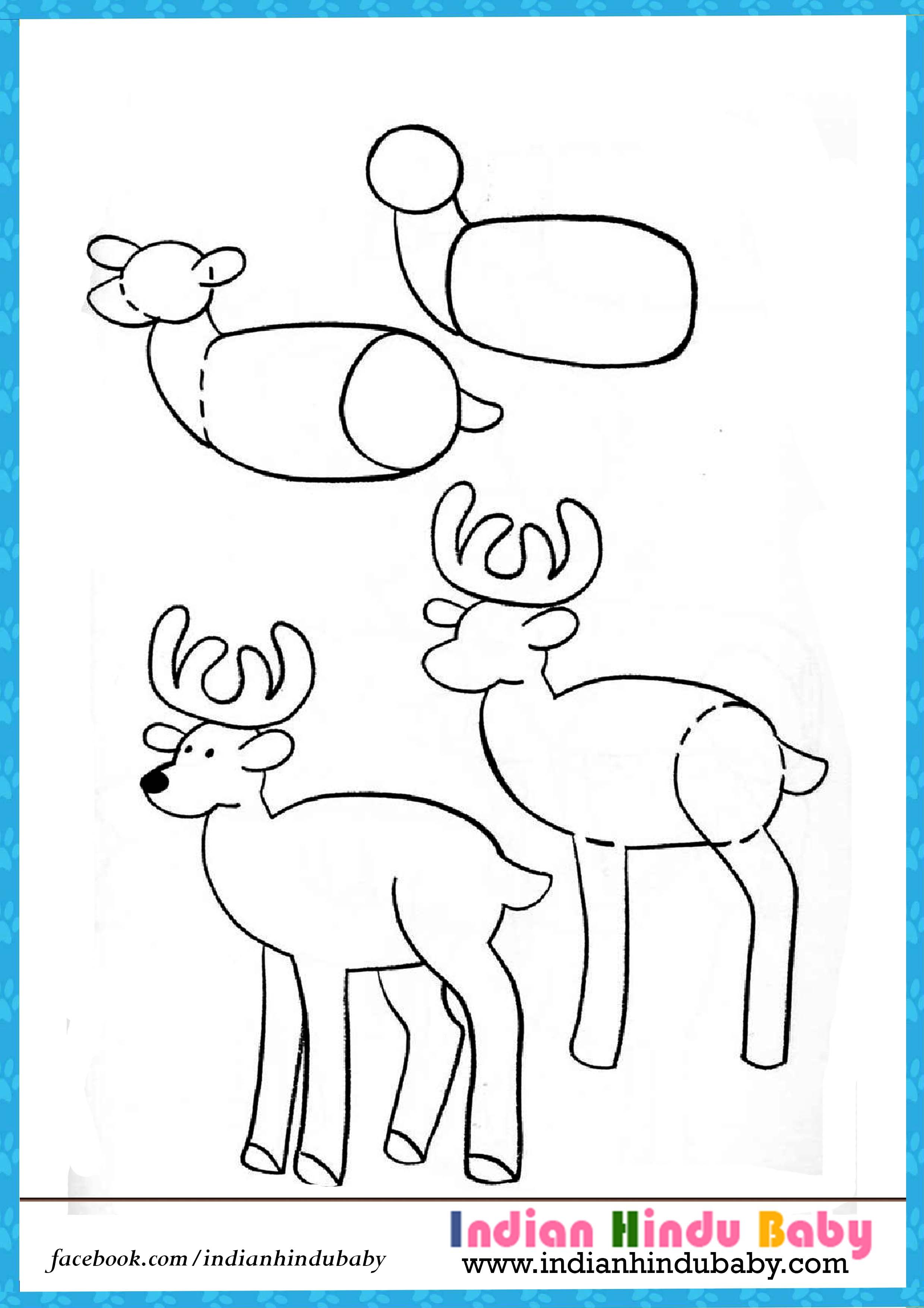 Схема рисования оленя для детей