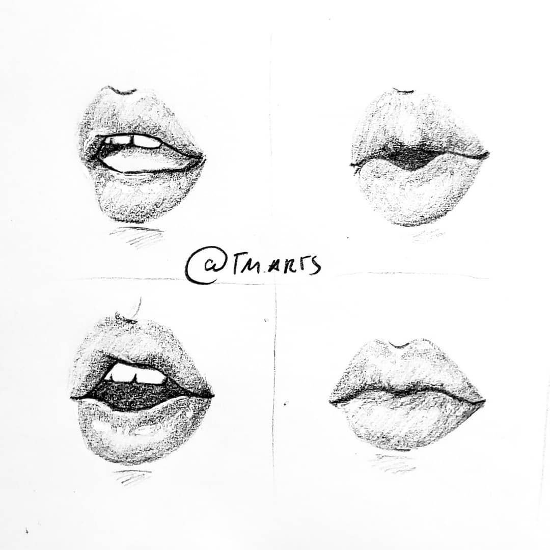 Рисунки для скетчбука губы поэтапно