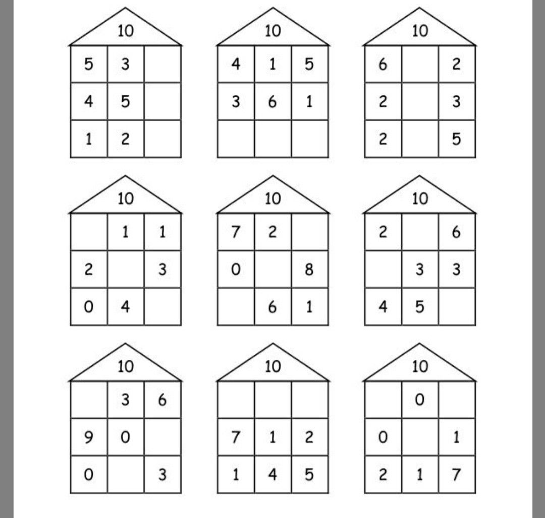 Заселяем домики состав чисел шаблоны раскраска