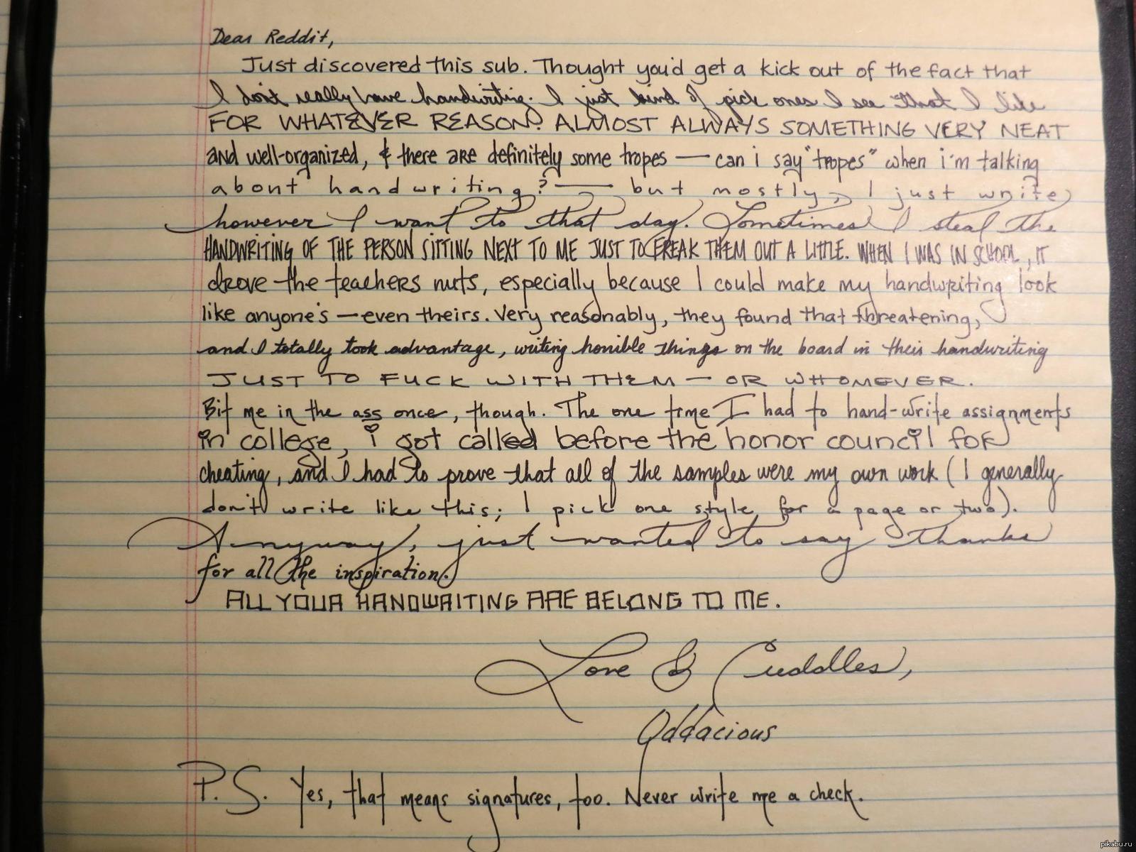 Самый красивый почерк на английском