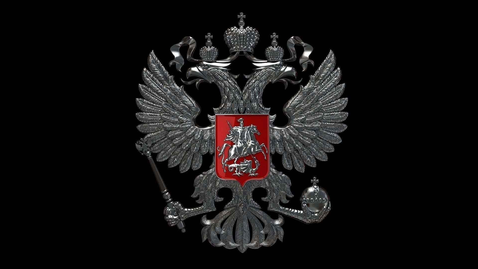 Российский герб на черном фоне