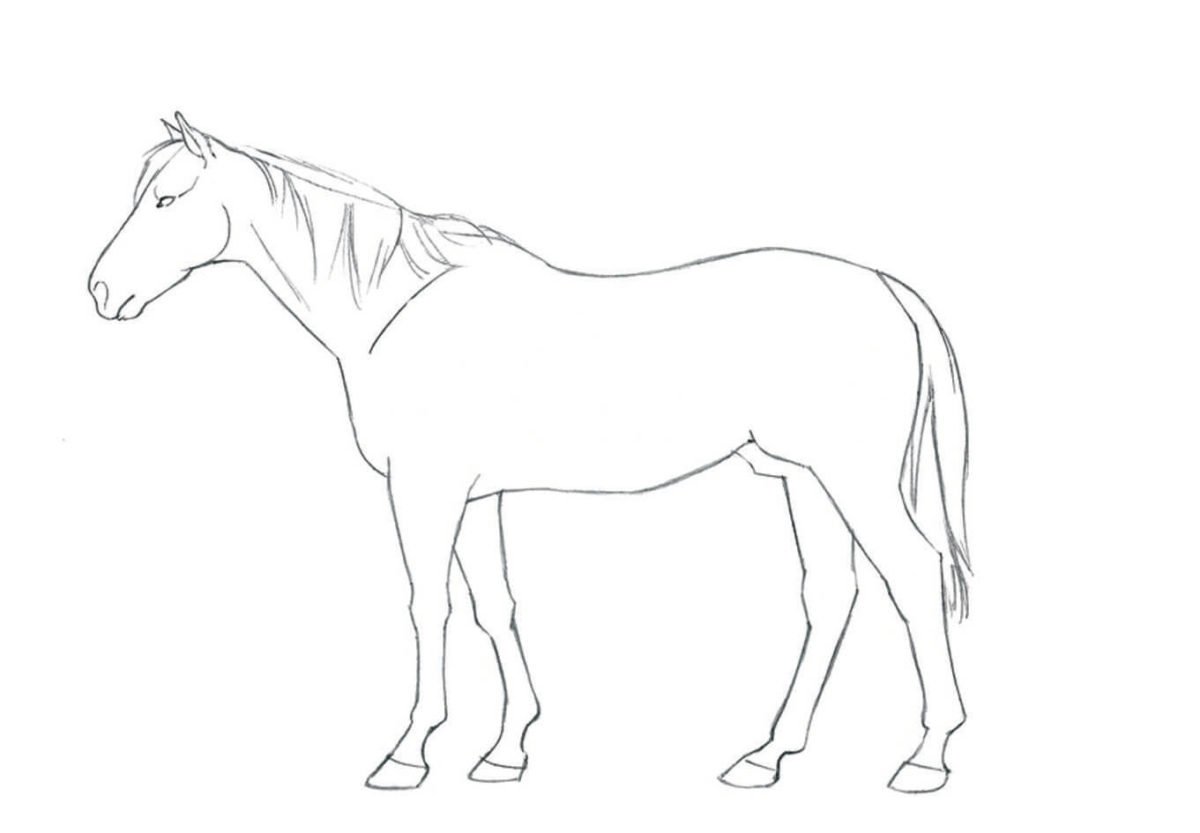 Нарисовать коня в серебристых копытцах