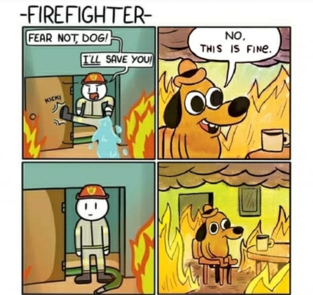 Комикс собака в огне