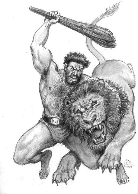 Иллюстрация немецкого Льва с Гераклом
