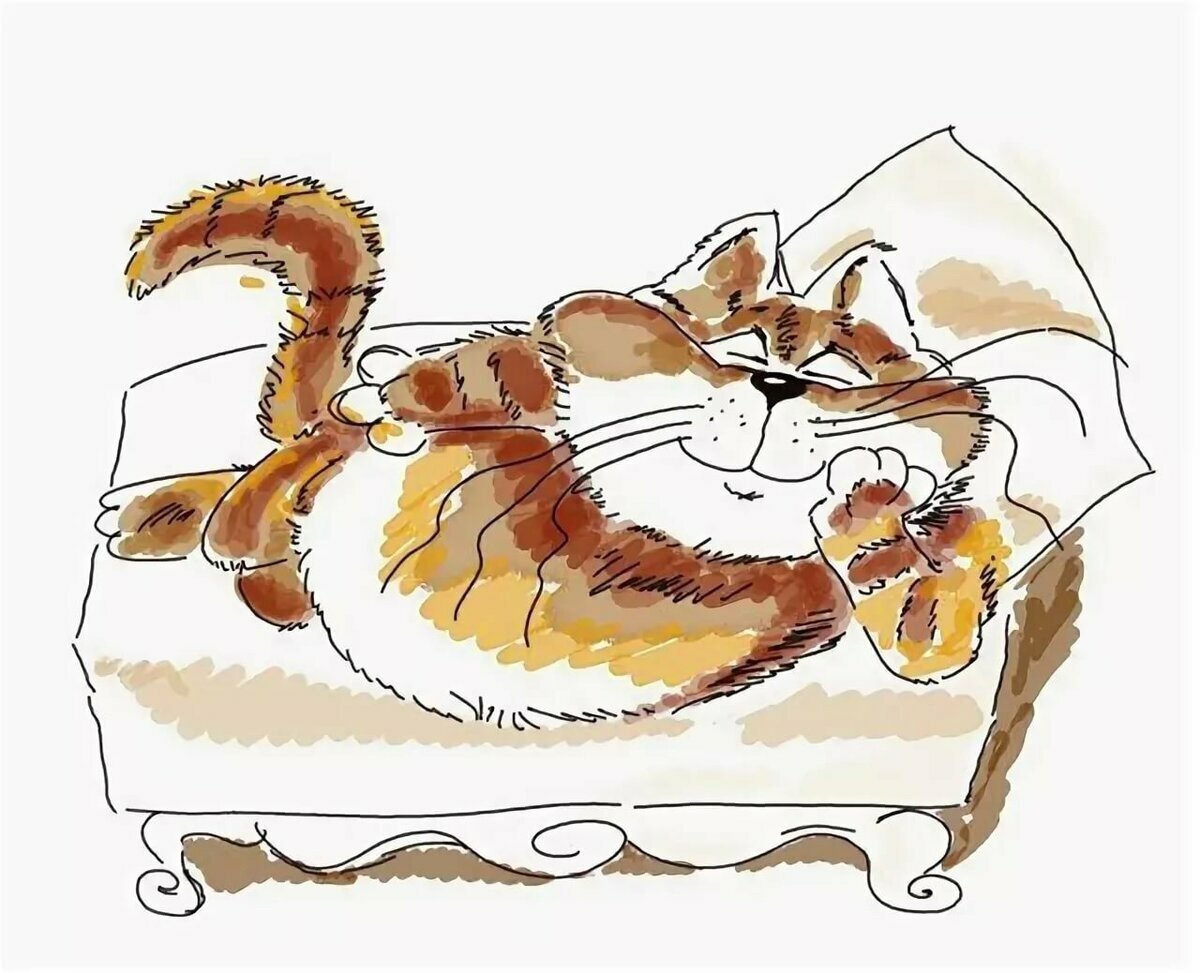 Сытый кот рисунок