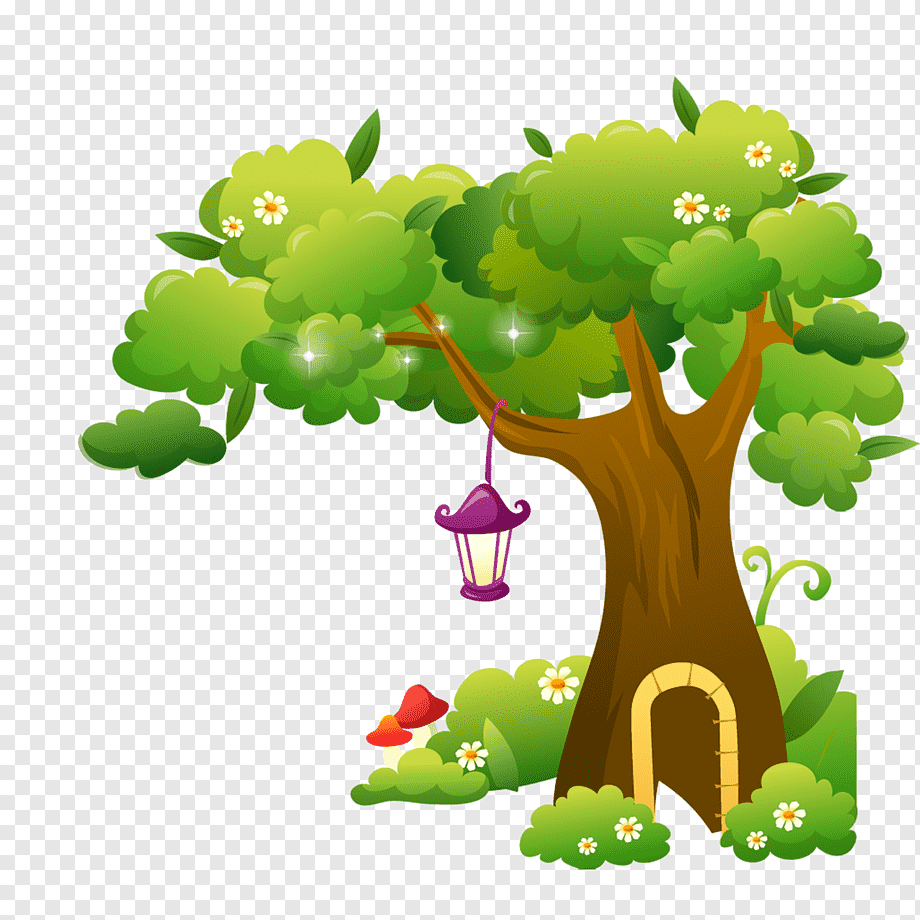 Дерево сказочное для детей на прозрачном фоне