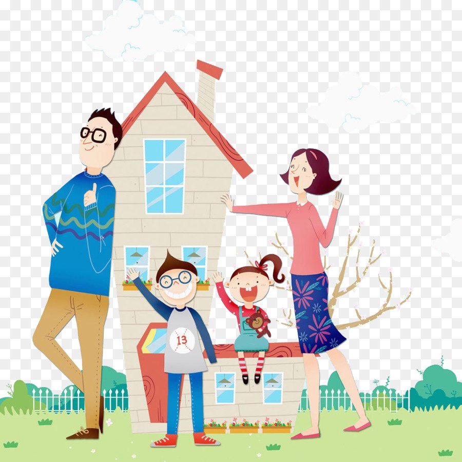 Иллюстрация семья и дом