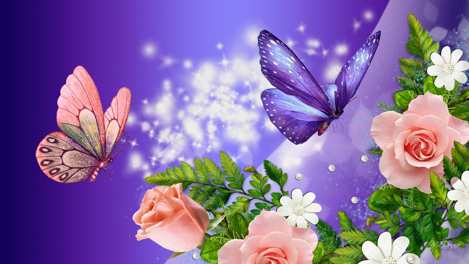 Красивые анимации с цветами и бабочками