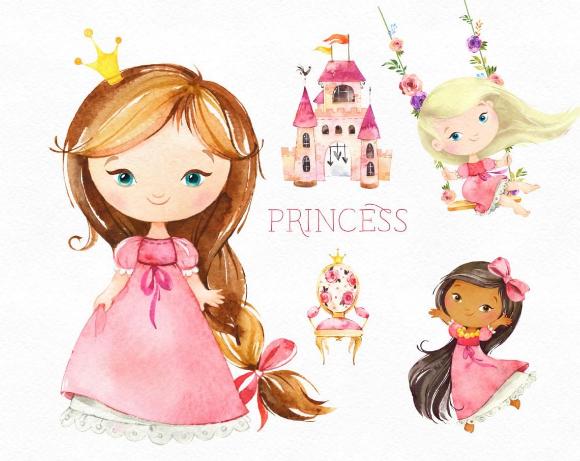 Акварельные девочки принцессы