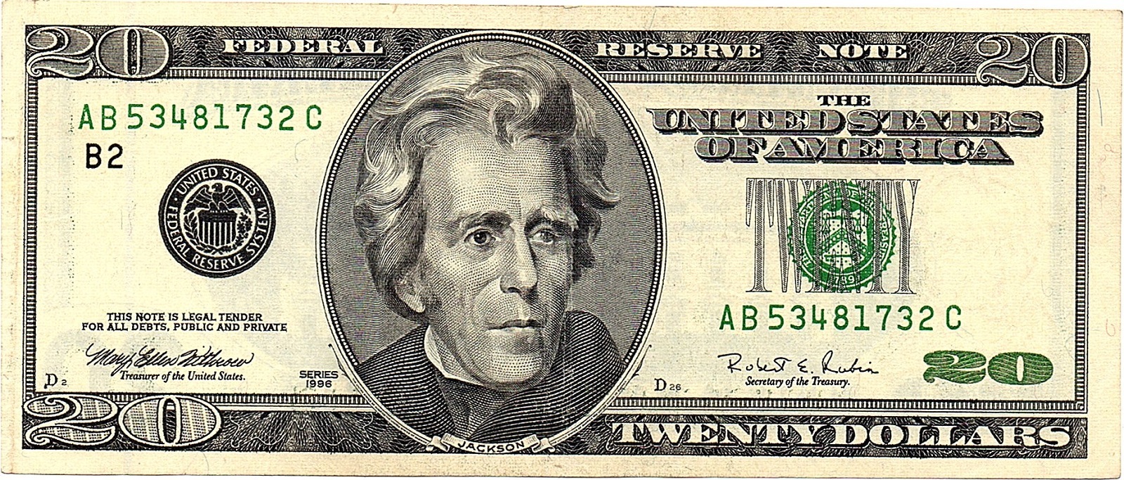 20 Долларов банкнота