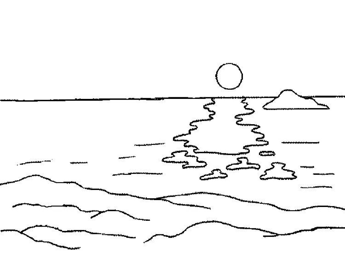 Морской пейзаж раскраска для детей