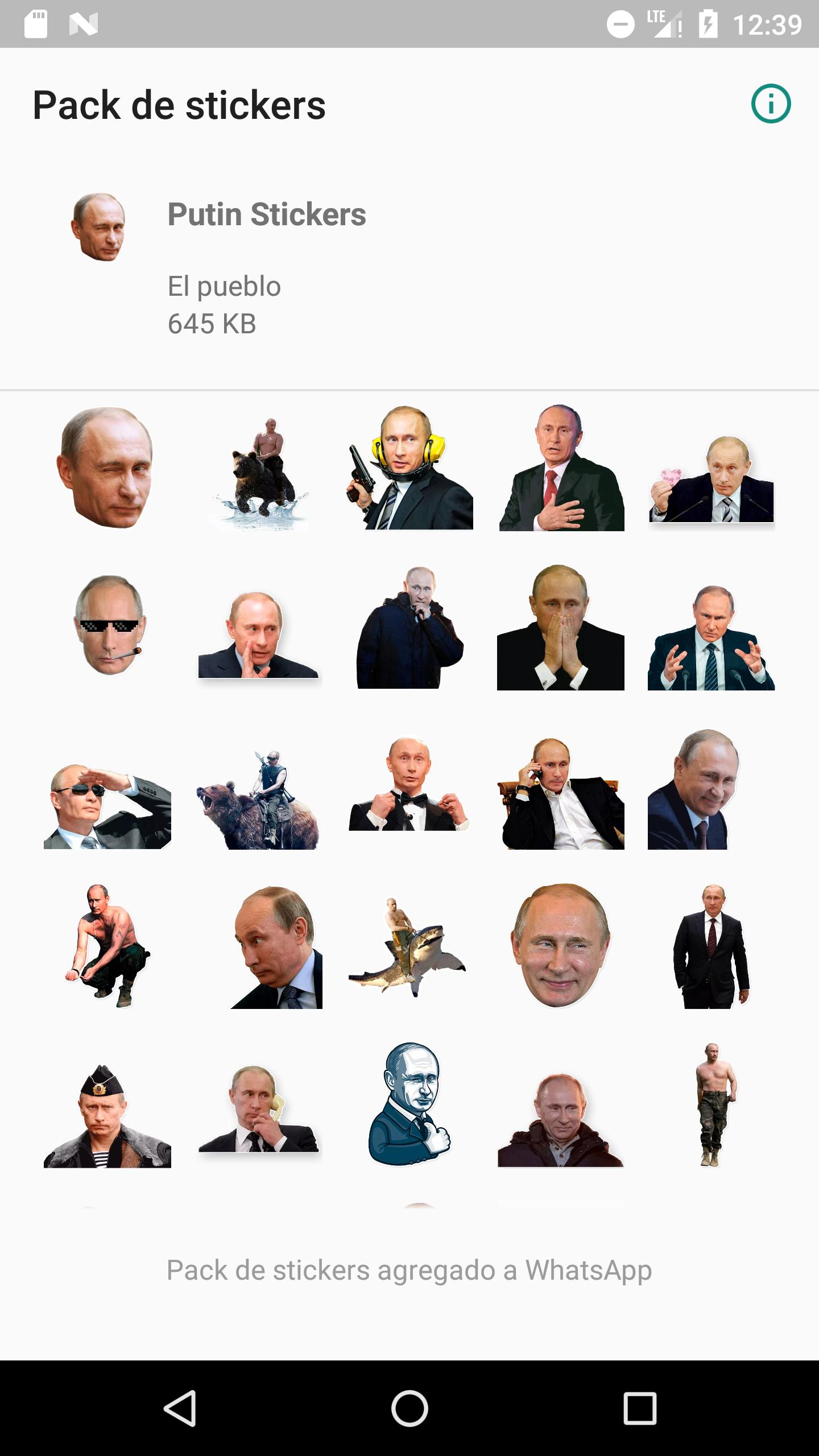 Набор стикеров Путин для вацап