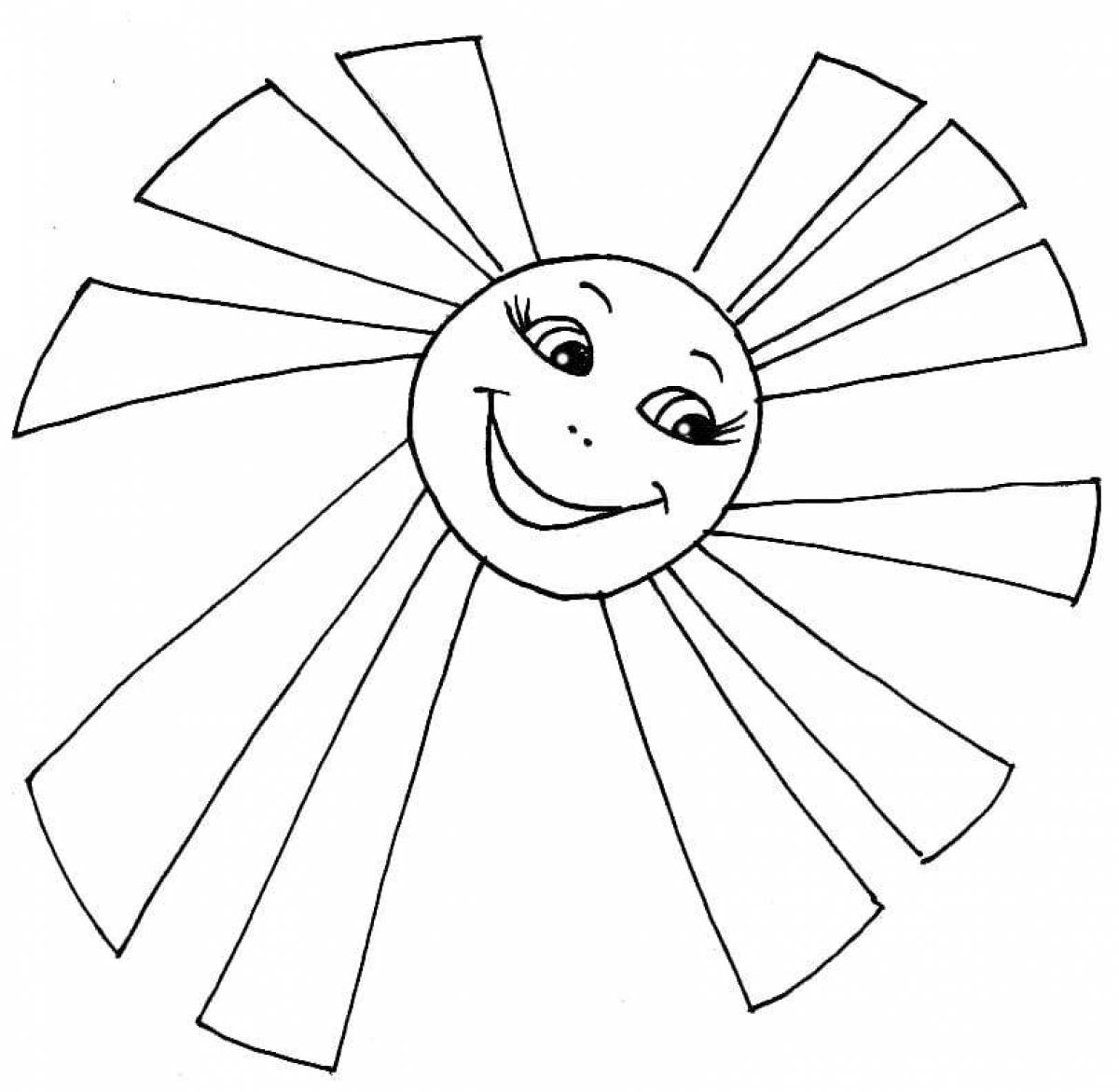 Раскраска солнце с лучами для детей
