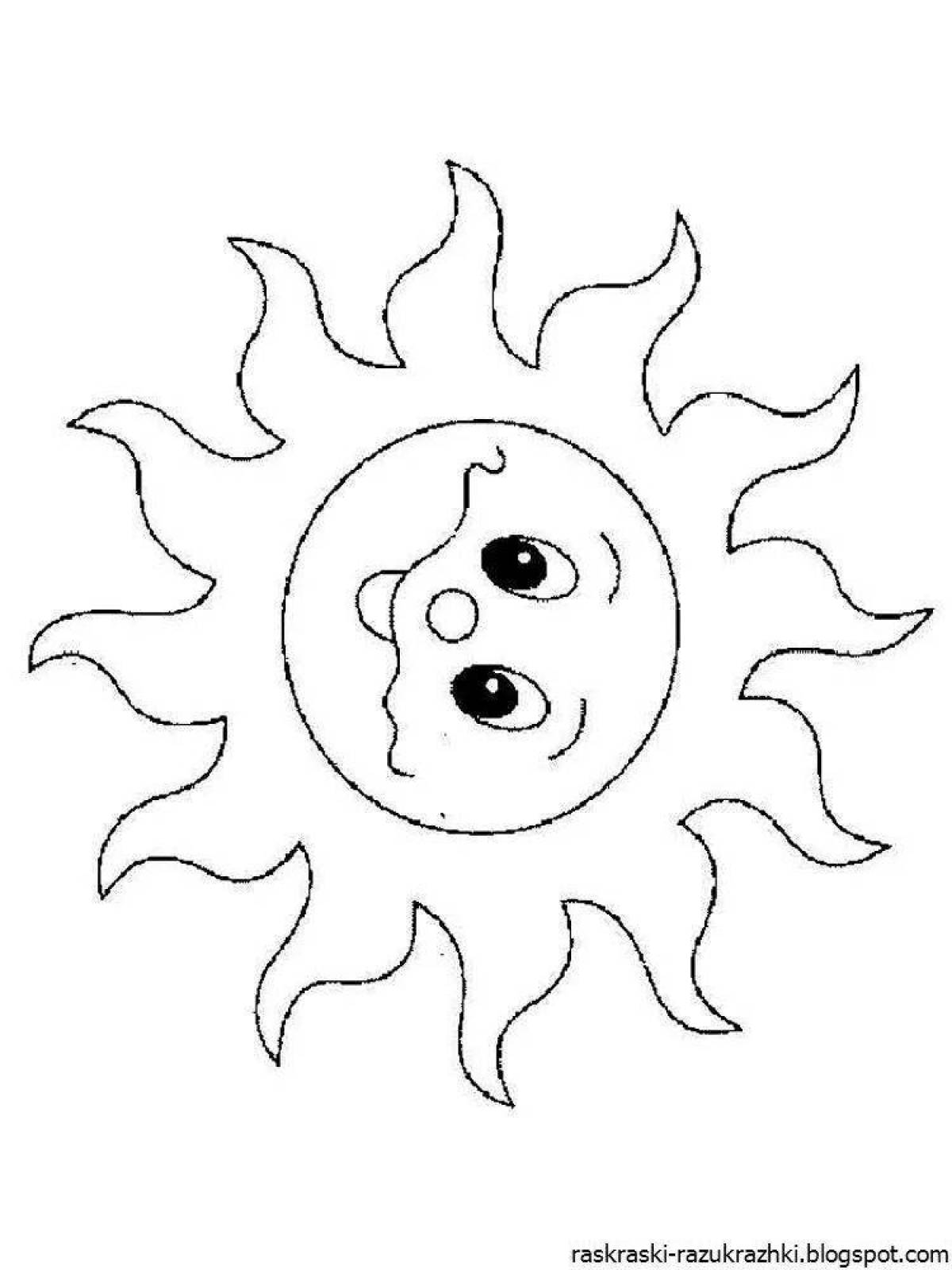 Солнышко картинка для детей раскраска