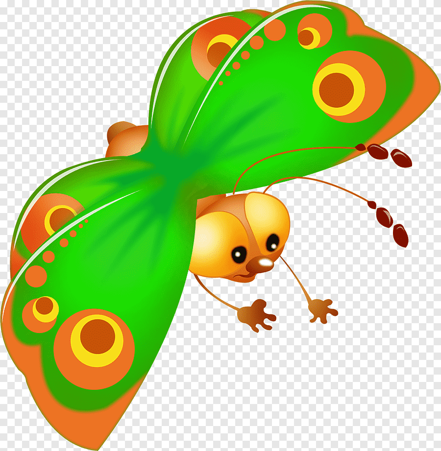 Мультяшные бабочки на прозрачном фоне