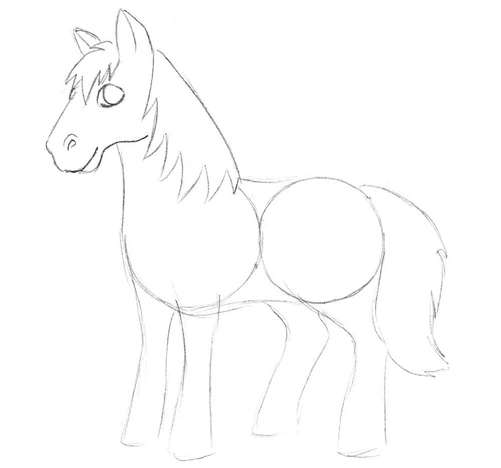 Схема рисования коня для детей