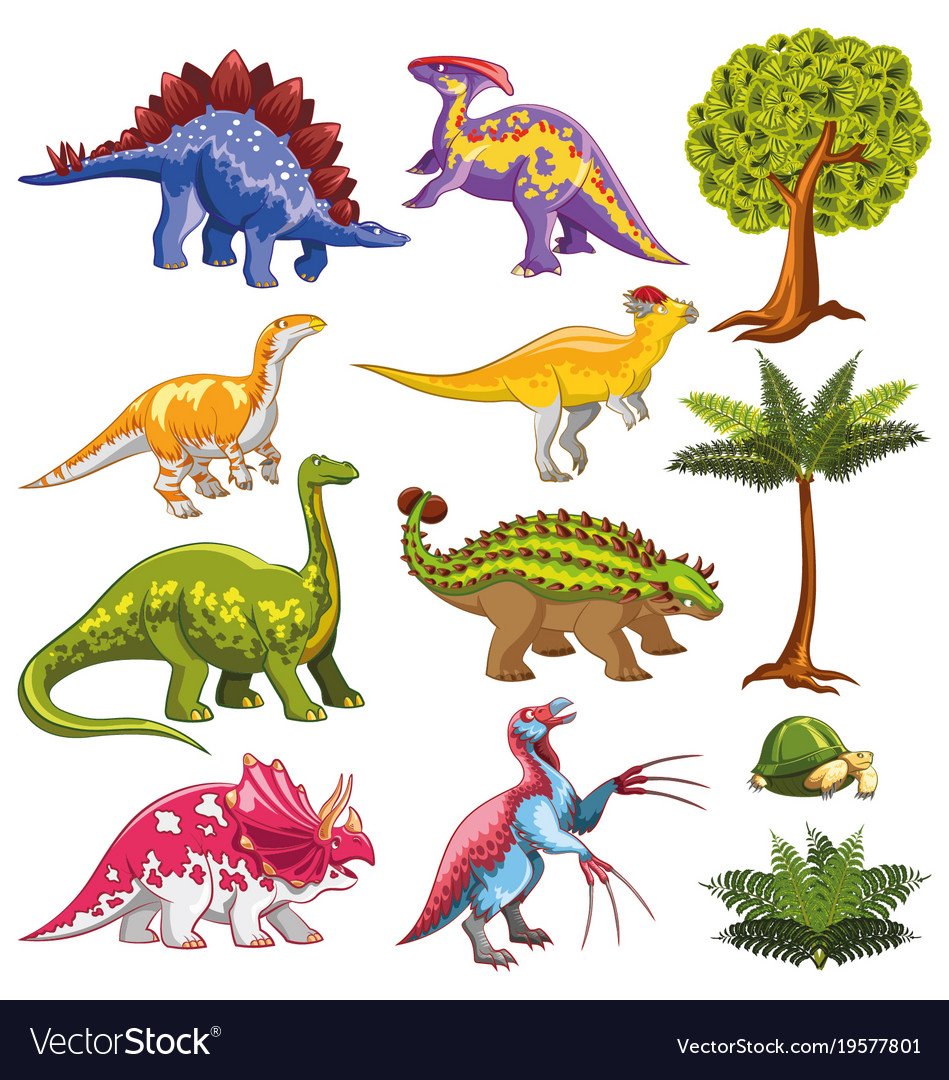 Динозавры цветные печать
