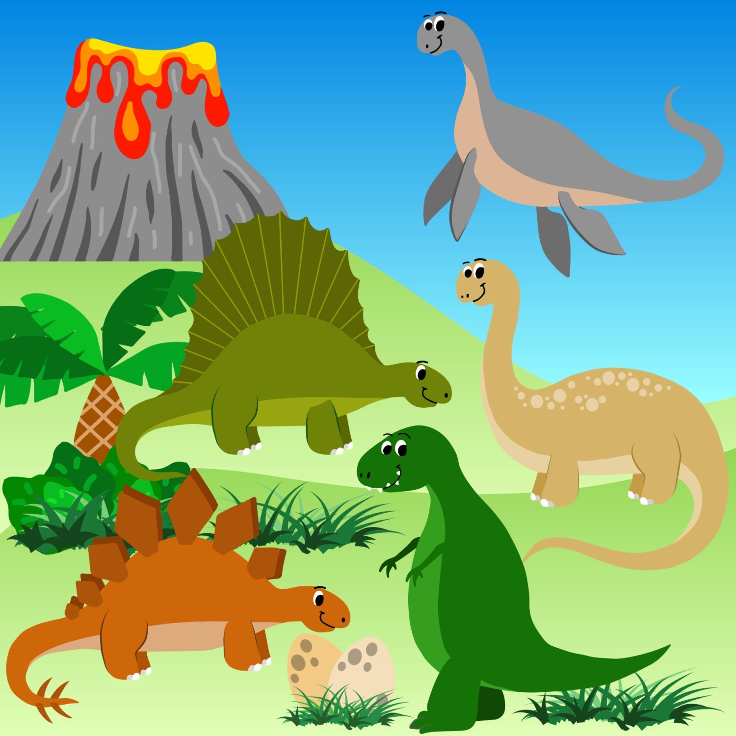 Динозавр детская иллюстрация