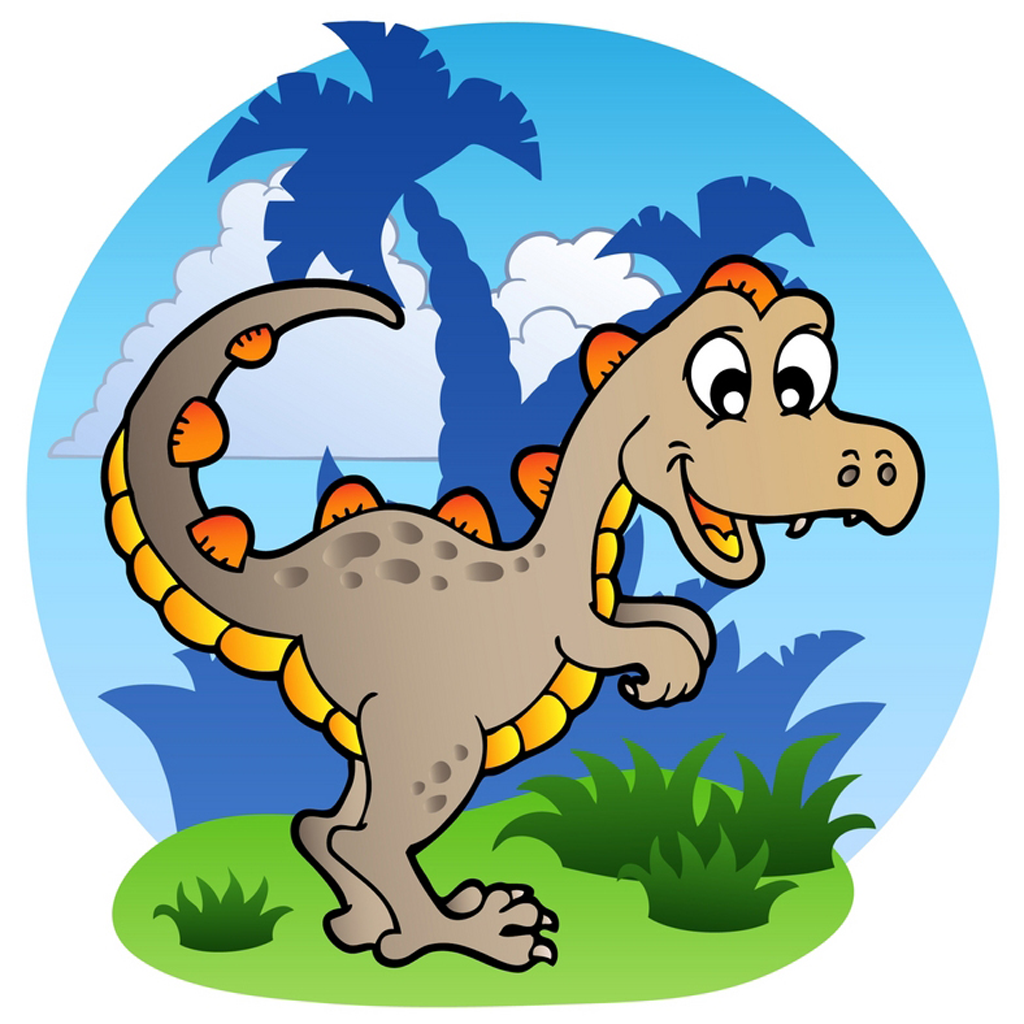 Динозавры мультяшные в круге