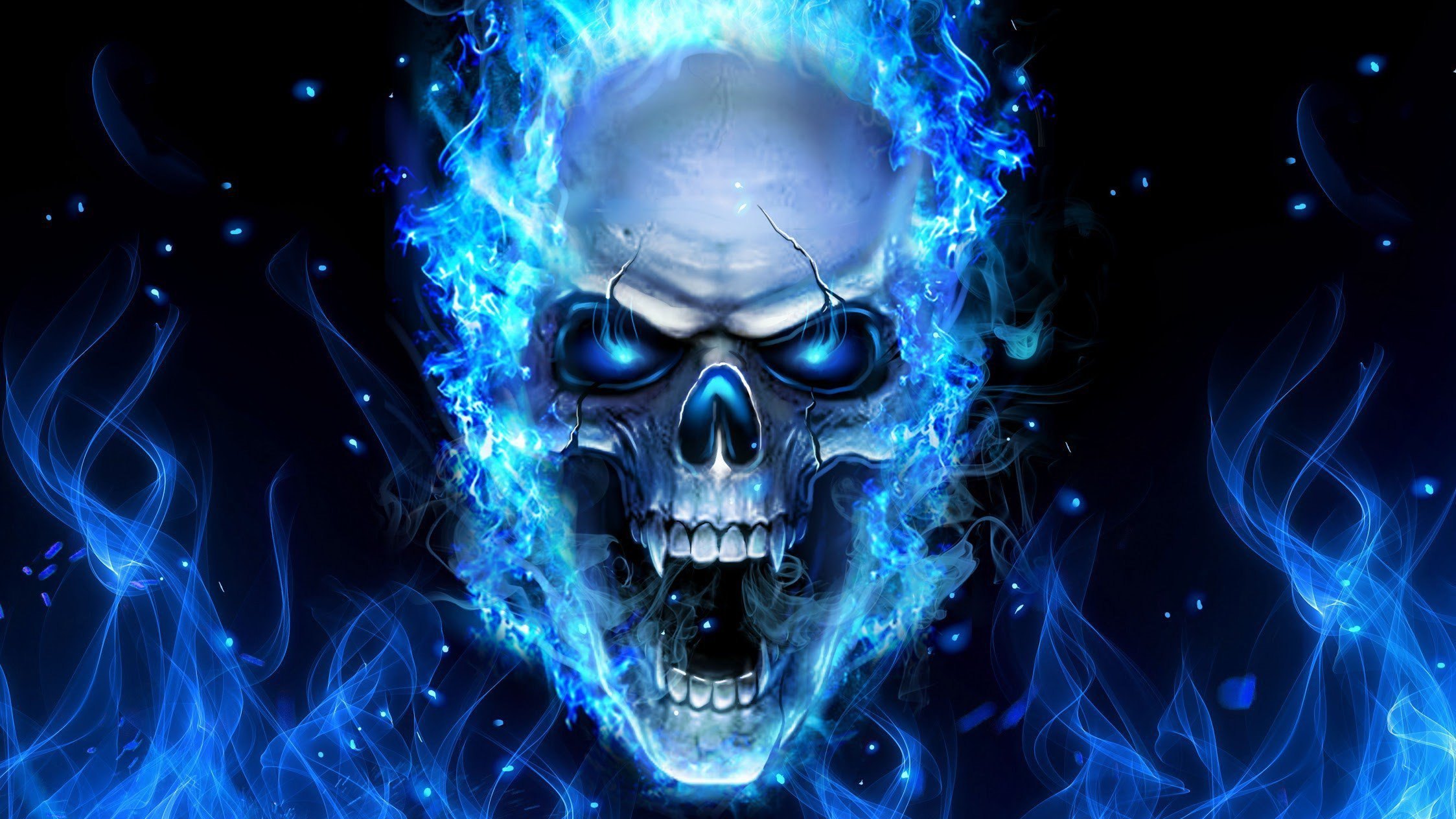 Синий Огненный череп