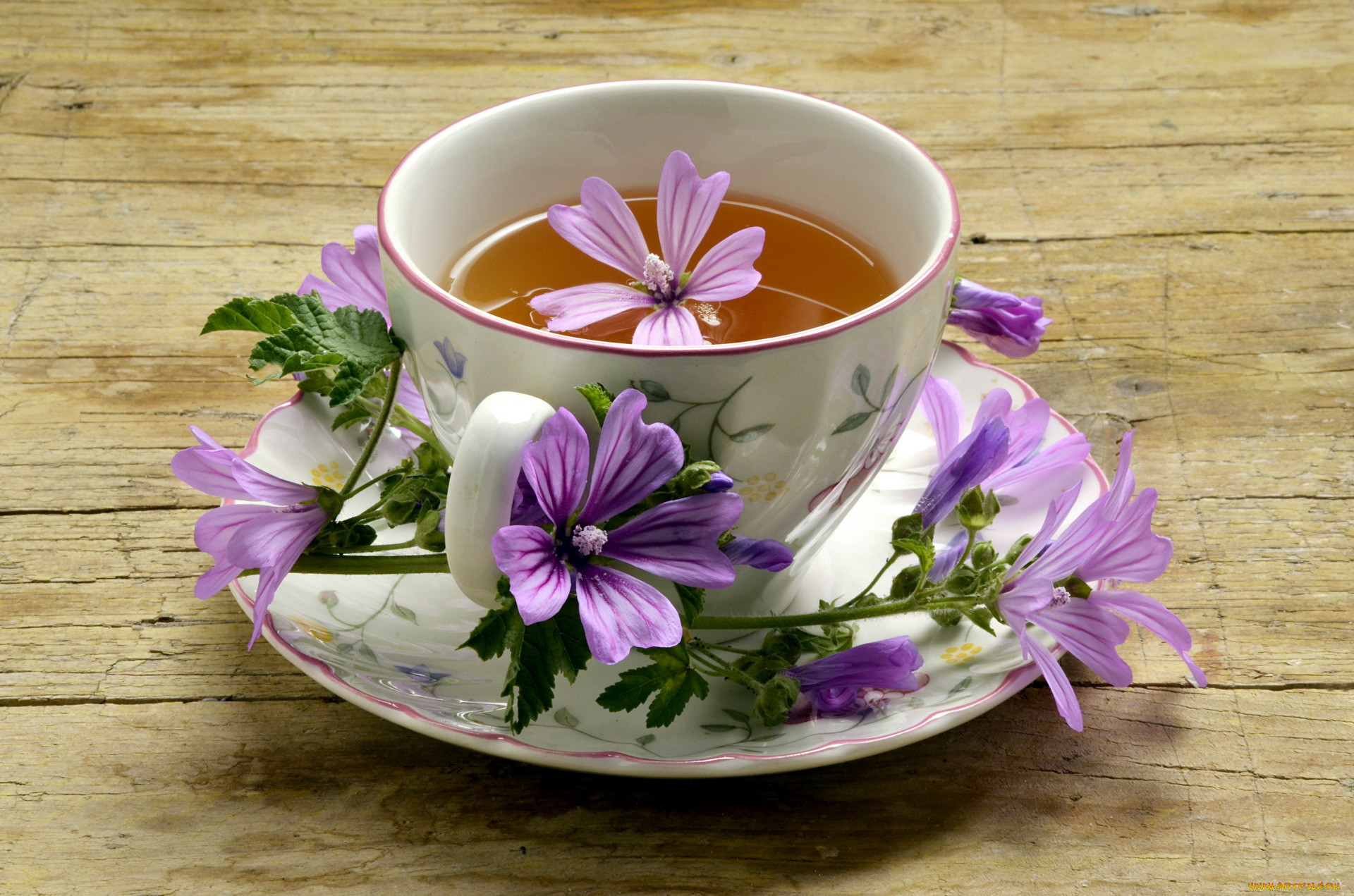Чашечка чая с цветами