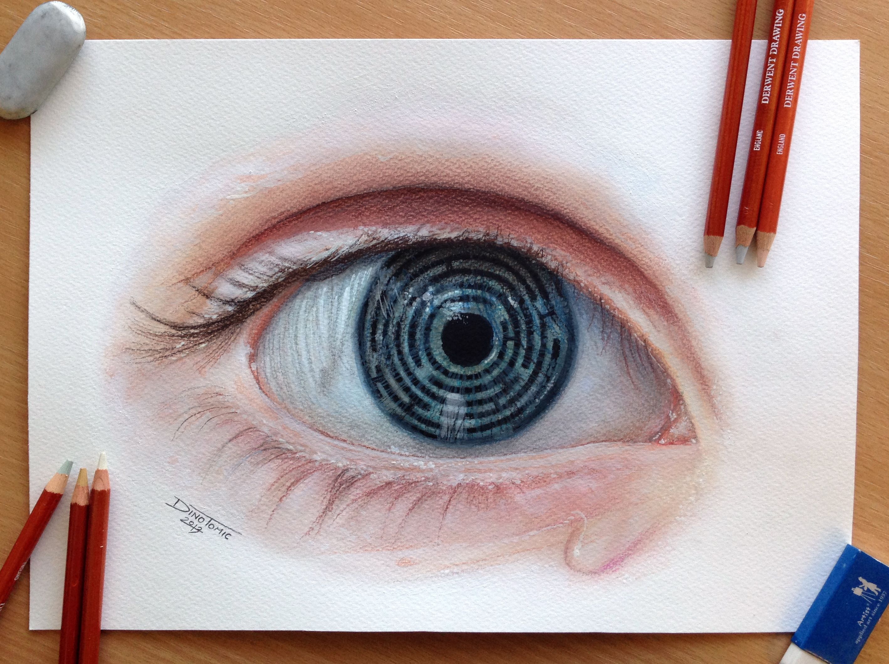 Рисунок глаза цветными карандашами