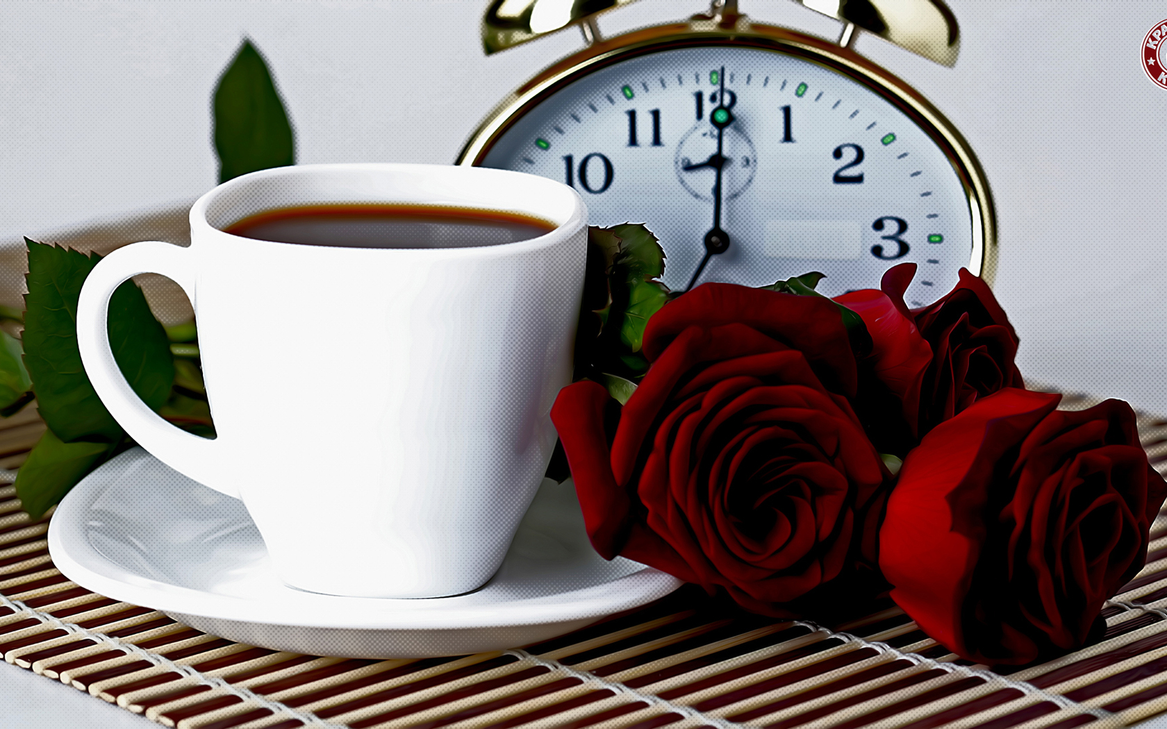 Кофе и розы с добрым утром