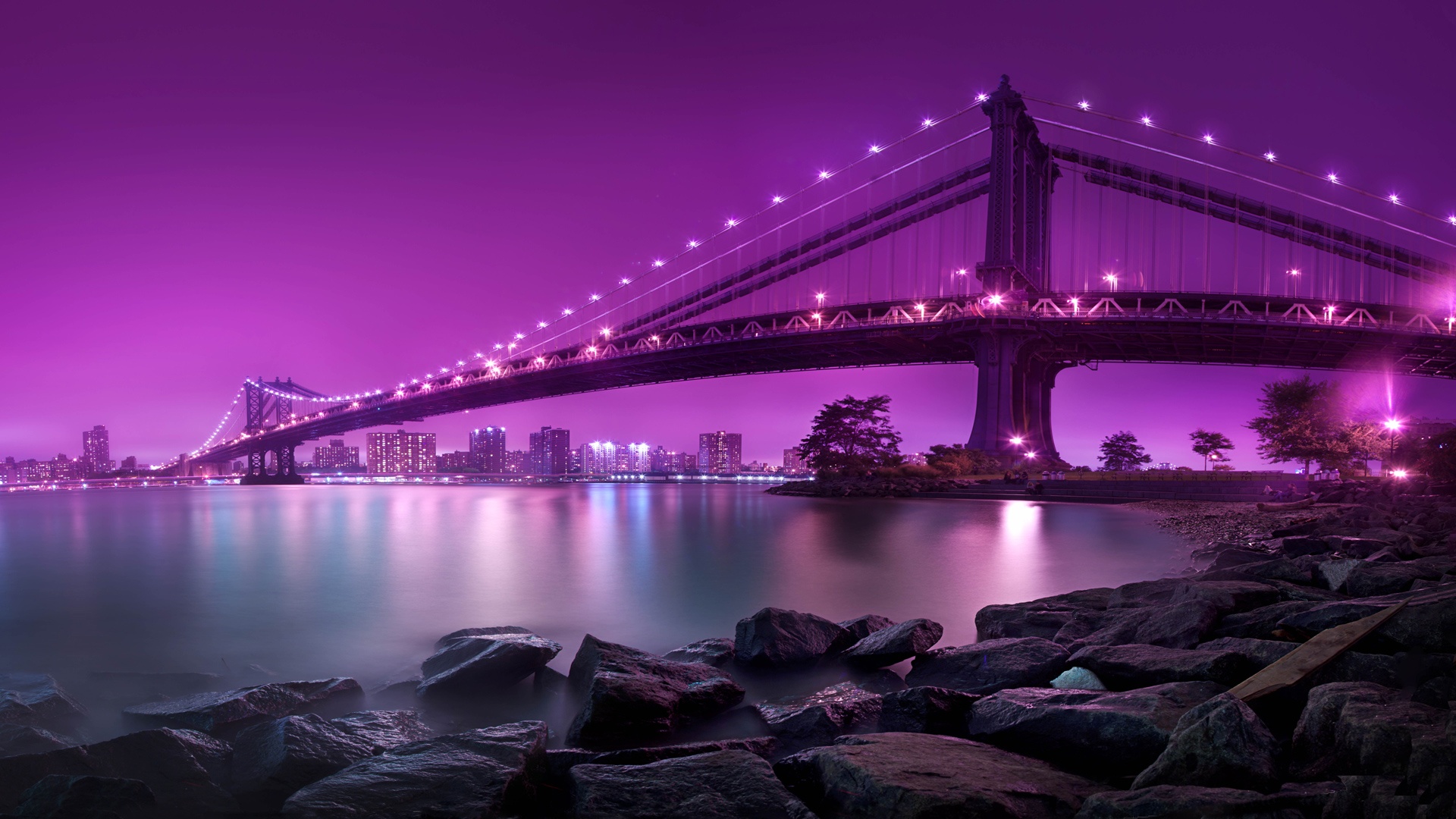 Бруклинский мост фиолетовый