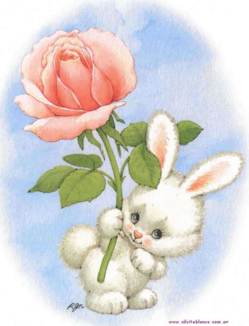 Заяц с розой