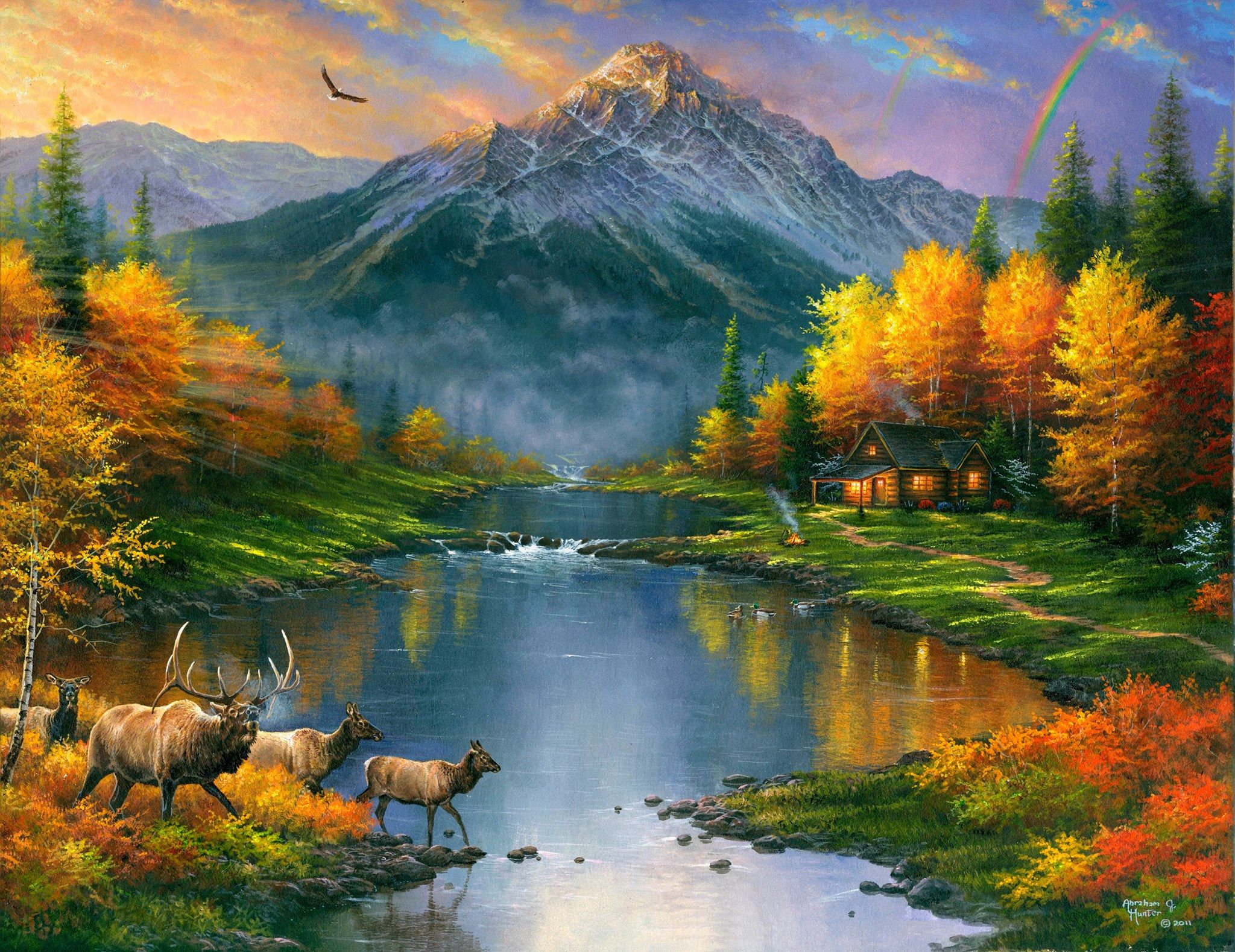 Алмазная мозаика диамонд Painting осень горы