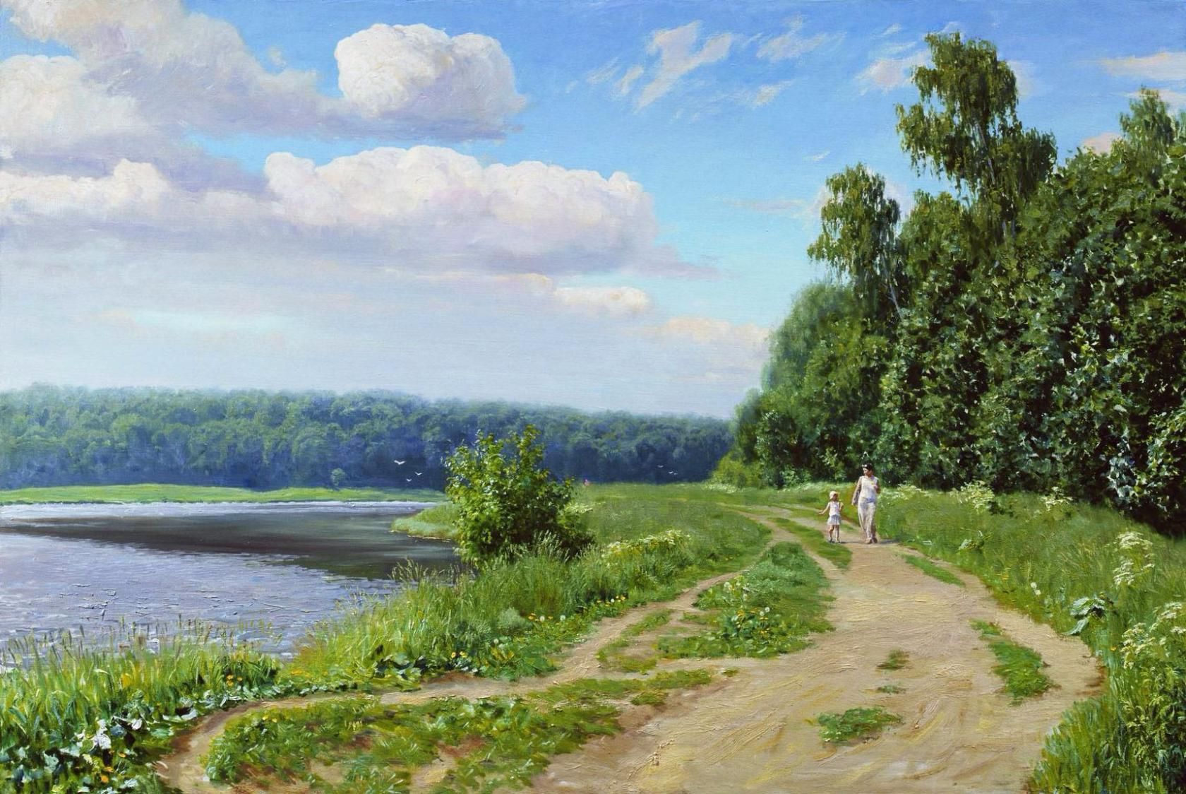 «Летний пейзаж с рекой» (1870 г.). Каменев