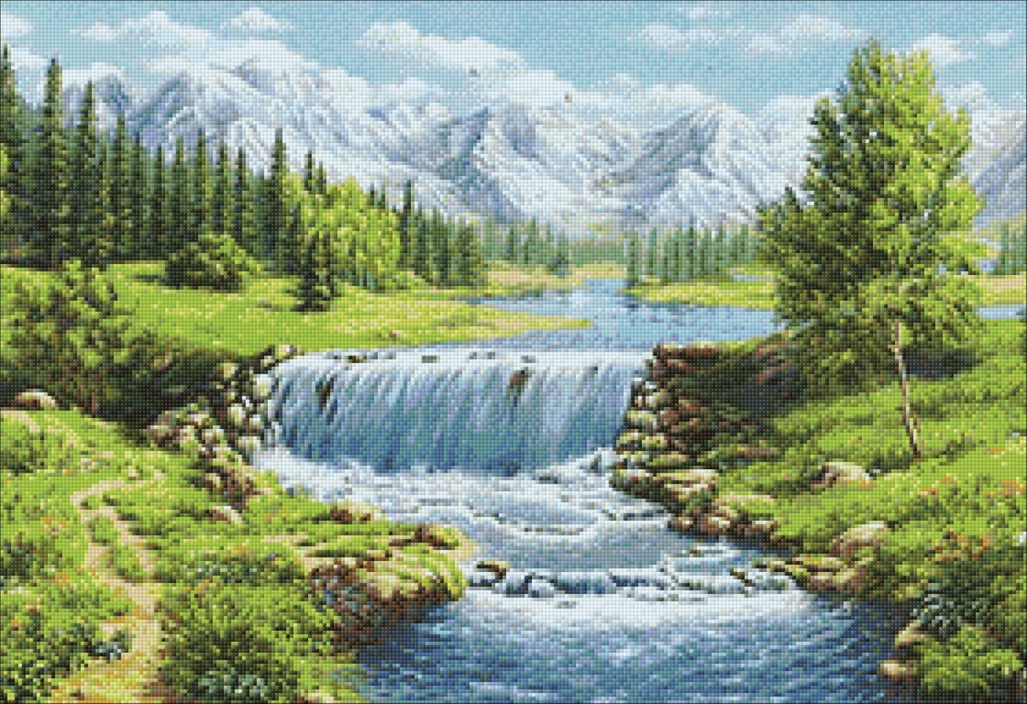 Алмазная живопись горный ручей аж1821