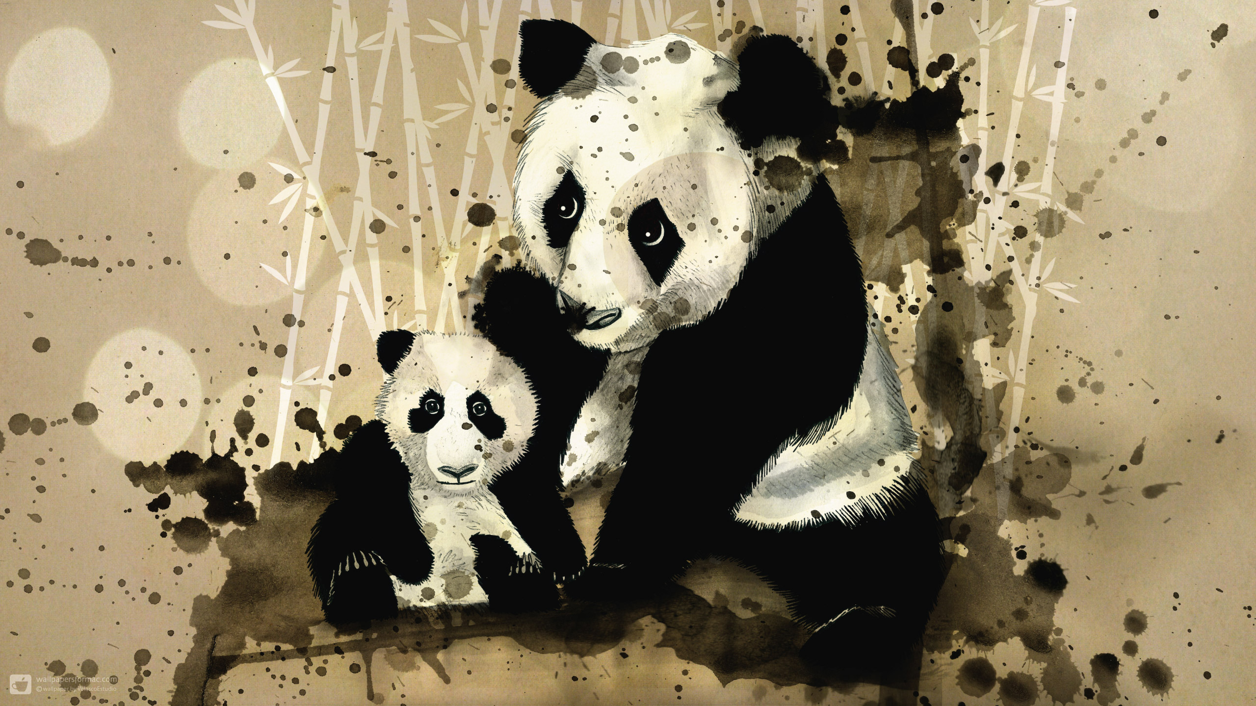 Панда на фоне бамбука