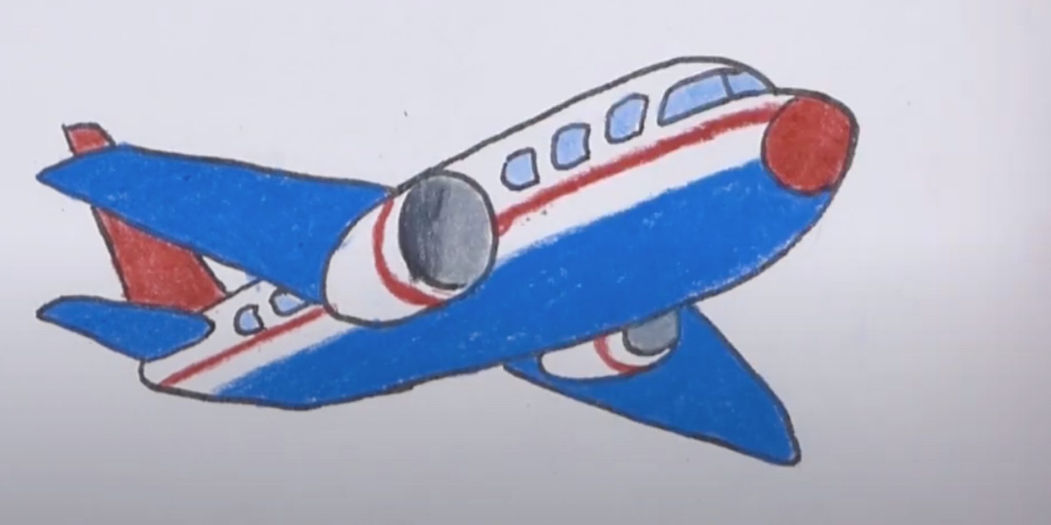 Самолет рисунок для детей карандашом цветные
