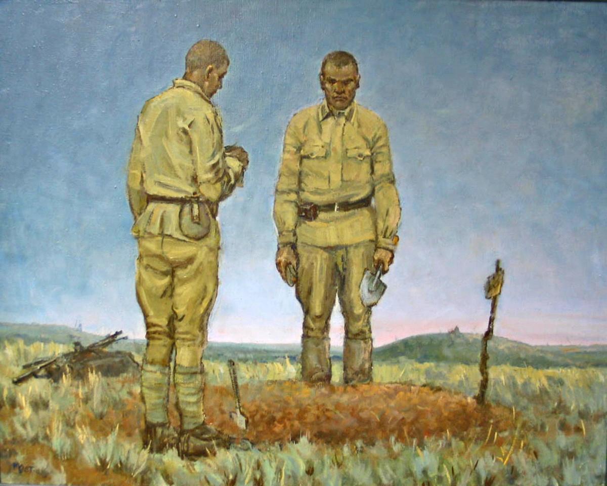 Солдаты уходят живопись