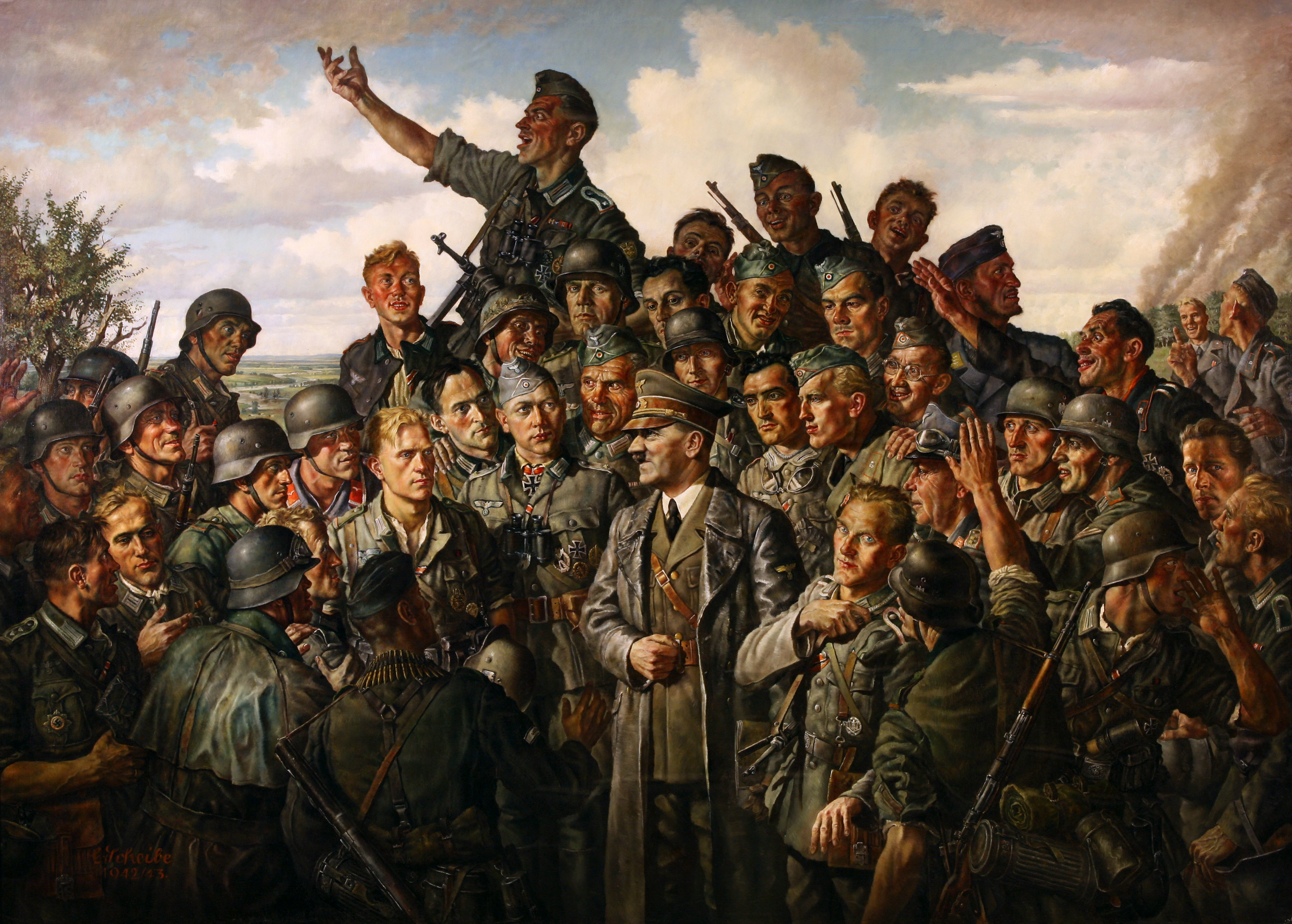 Адольф Гитлер с солдатами