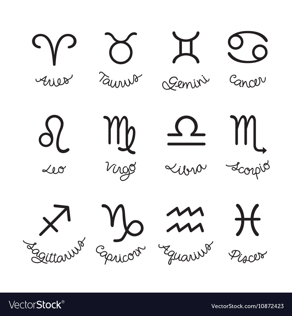 Маленькие значки знаков зодиака