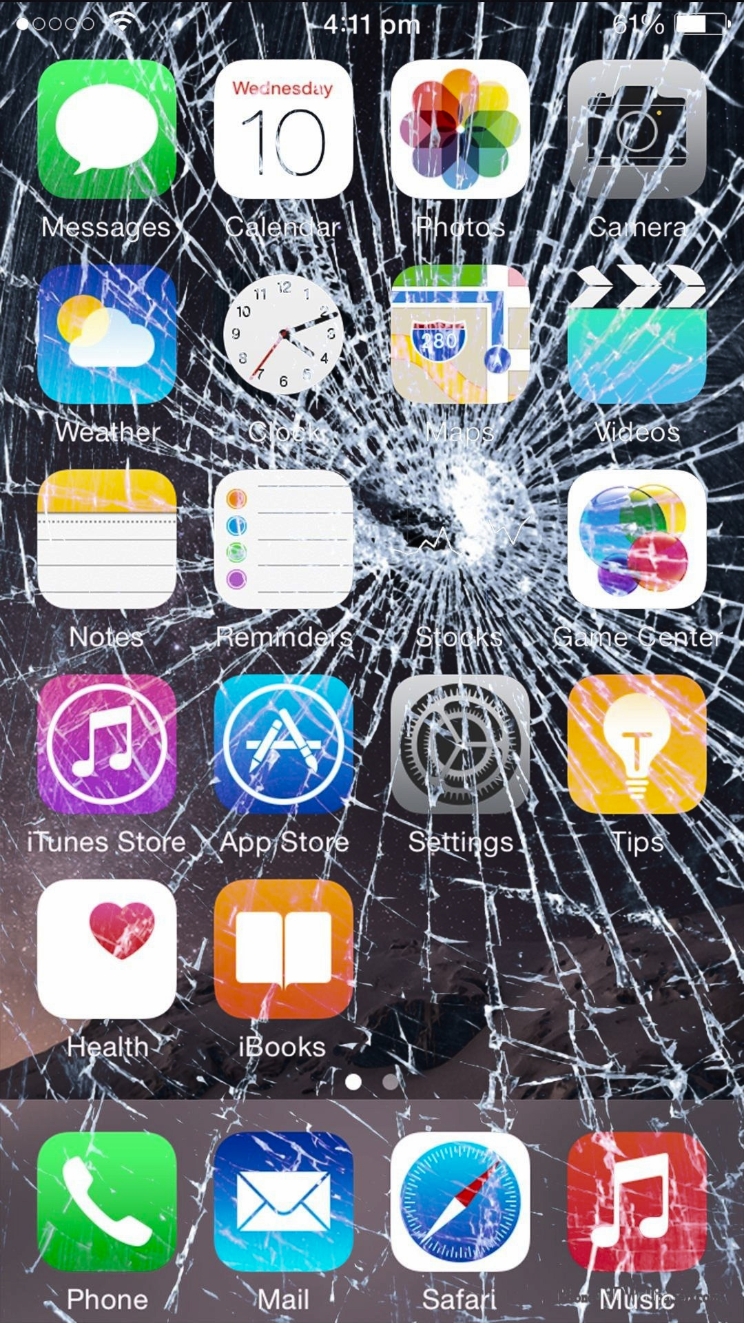 Сломанный экран обои на айфон