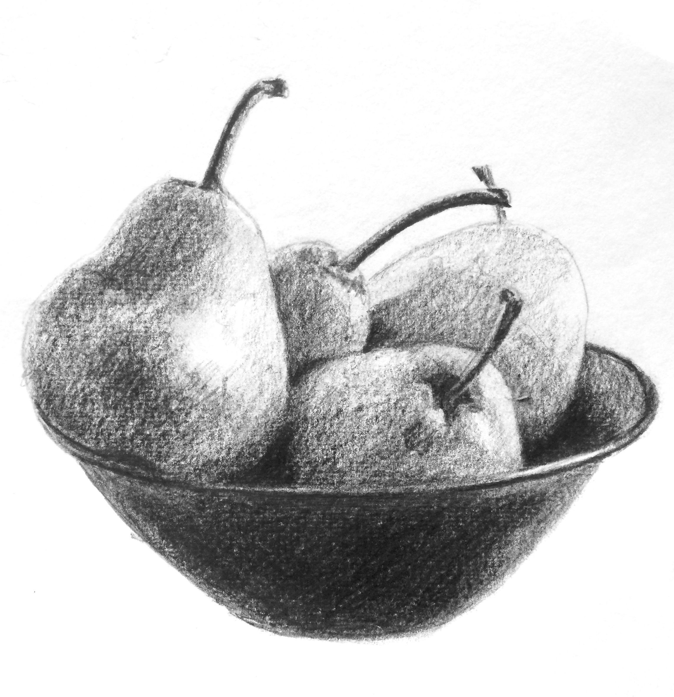 Зарисовки карандашом фрукты