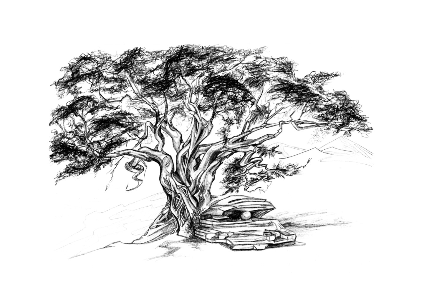 Изогнутое дерево рисунок