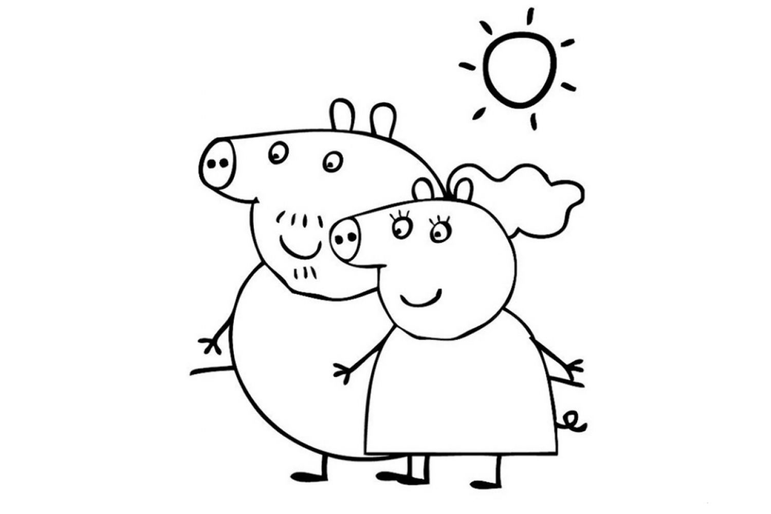 Папа Свин и мама Свинка раскраска